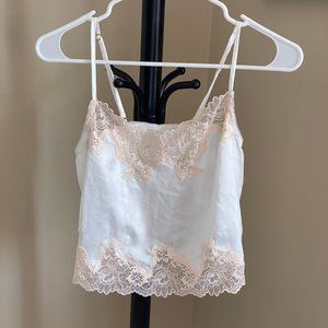White Cami with Pink Lace Crop Top